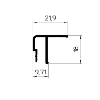 Profil aluminiowy sufitowy uszczelkowy 18 mm